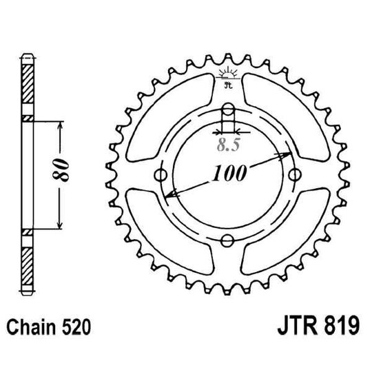 Reťazová rozeta JT JTR 819-47 47T, 520